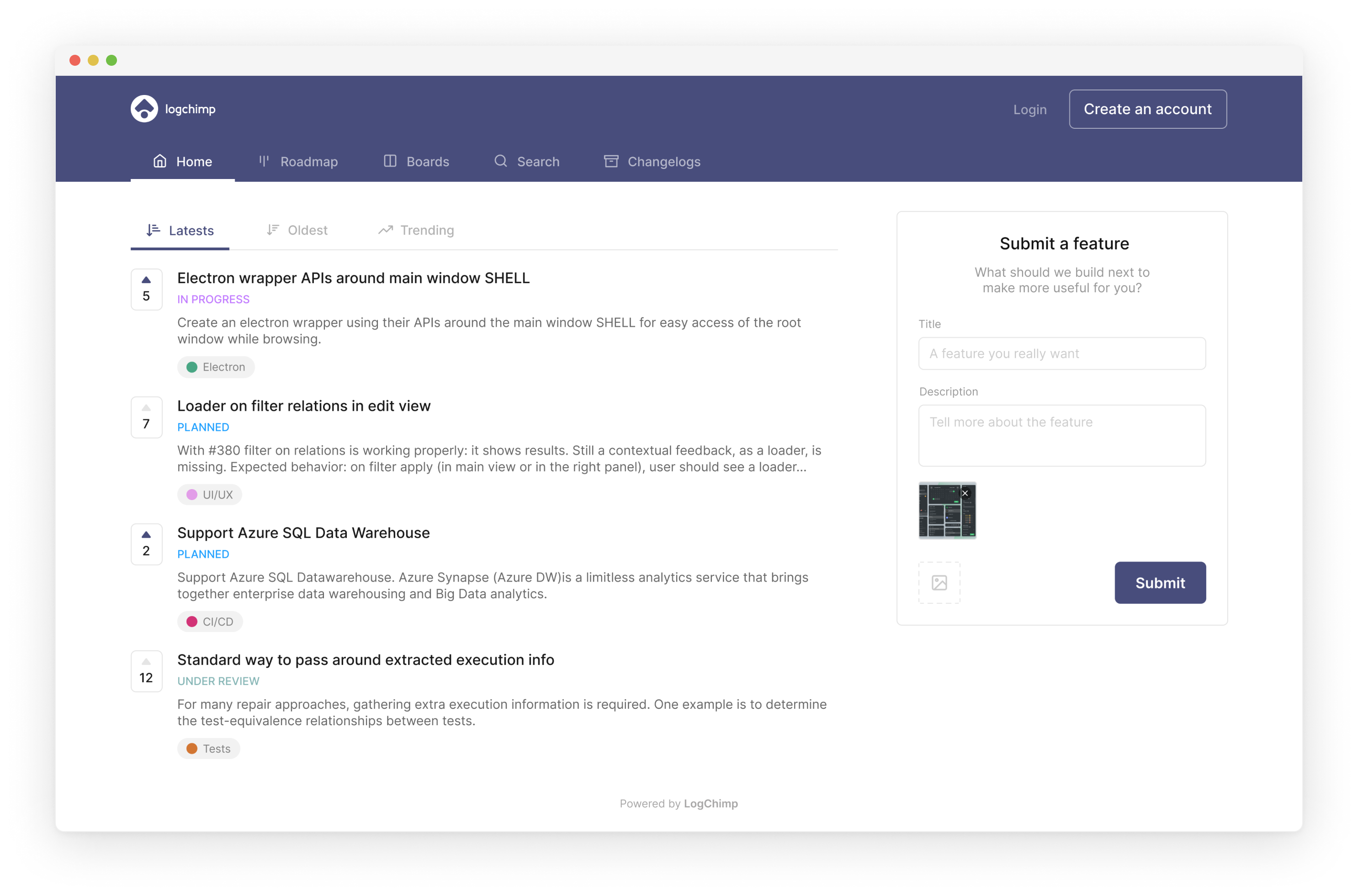 LogChimp homepage